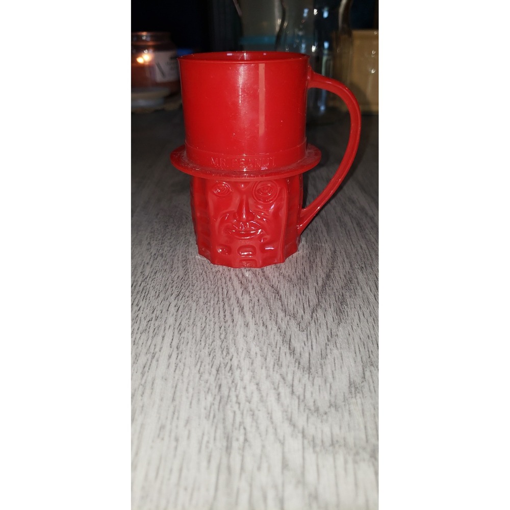 Vintage Planters Mr. Peanut Red Plastic Cup Mug Advertising Collectible Top Hat